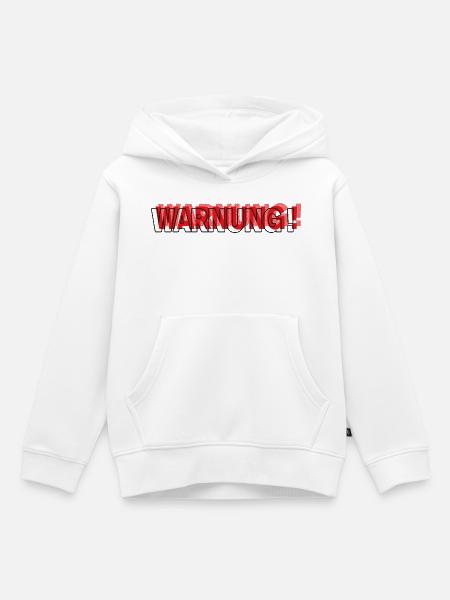 Warning - Modernes Statement Design - Kinder Premium Organic Hoodie - Weiß