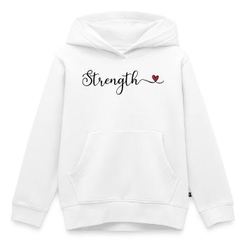 Kraft-Herz-Typografie - Kinder Premium Organic Hoodie - Weiß - Vorne - AI Model Kid Female (0cm)