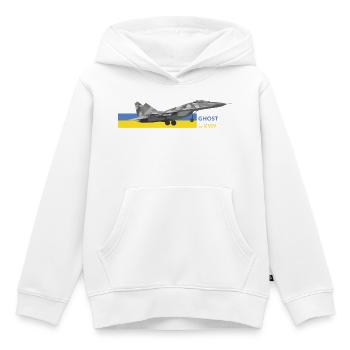 UKRAINE: Geist von Kiew Kampfjet - Kinder Premium Organic Hoodie - Weiß - Vorne - AI Model Kid Female (0cm)