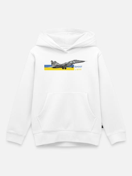 UKRAINE: Geist von Kiew Kampfjet - Kinder Premium Organic Hoodie - Weiß