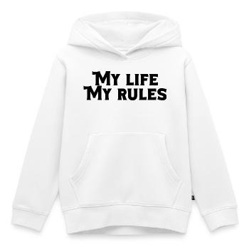 Mein Leben, meine Regeln – Zitat über schwieriges Selbstvertrauen - Kinder Premium Organic Hoodie - Weiß - Vorne - AI Model Kid Female (0cm)