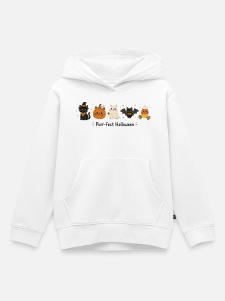 Purrfect Halloween Katzen - Kinder Premium Organic Hoodie - Weiß