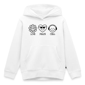 Love Peace Chill - Kinder Premium Organic Hoodie - Weiß - Vorne - AI Model Kid Female (0cm)