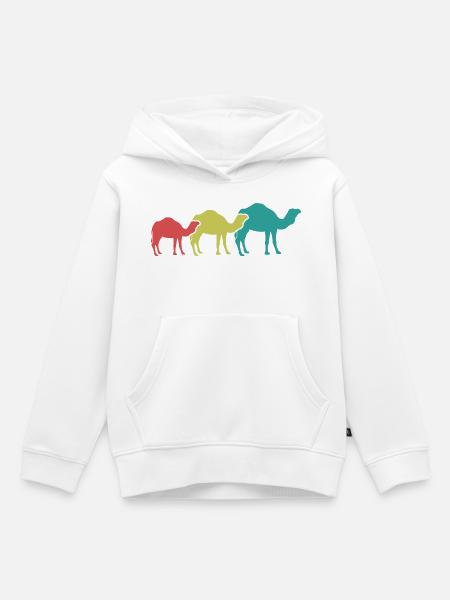 Kamel Trio Retro-Look - Kinder Premium Organic Hoodie - Weiß