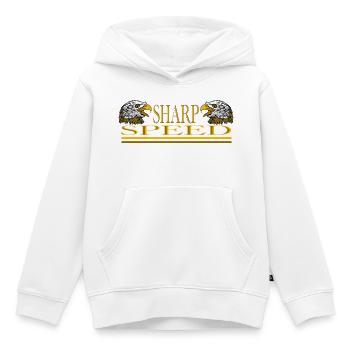 Sharp Speed – Double Eagle Racing Streetwear Desig - Kinder Premium Organic Hoodie - Weiß - Vorne - AI Model Kid Female (0cm)