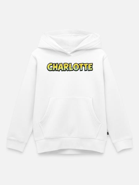 Charlotte – Handgezeichnete Typografie - Kinder Premium Organic Hoodie - Weiß