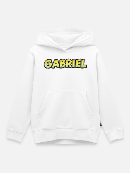 Gabriel – Handgezeichnete Typografie - Kinder Premium Organic Hoodie - Weiß