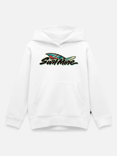Surf More – Wind Classic - Kinder Premium Organic Hoodie - Weiß