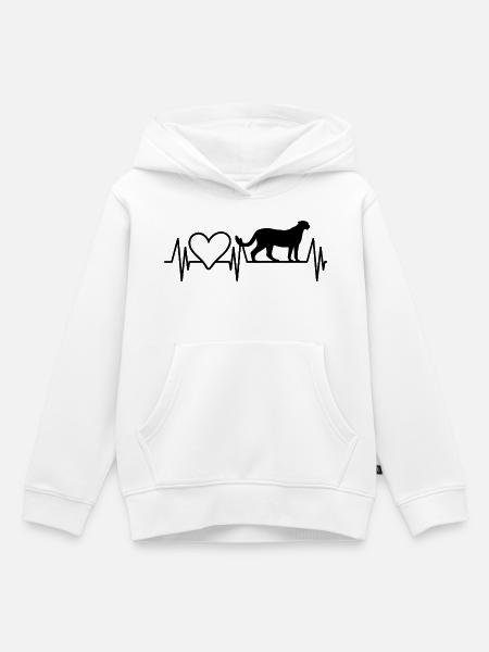 Gepard Herzschlag Herz - Kinder Premium Organic Hoodie - Weiß