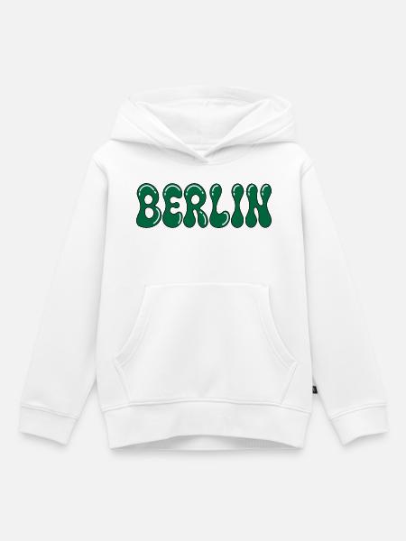 Berlin Psychedelic Green Black - Kinder Premium Organic Hoodie - Weiß