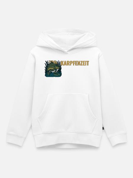 Karpfenangeln Karpfenzeit. - Kinder Premium Organic Hoodie - Weiß