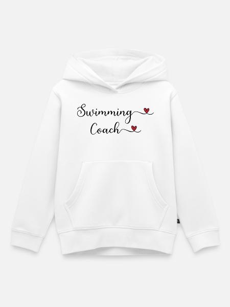 Schwimmtrainer-Typografie mit Herz - Kinder Premium Organic Hoodie - Weiß