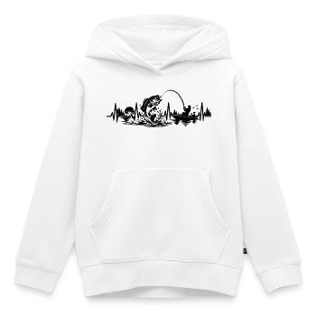 Angler Herzschlag EKG Fischer Boot Natur - Kinder Premium Organic Hoodie - Weiß - Vorne - AI Model Kid Female (0cm)