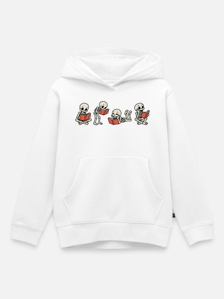 Büchergestützte Skelette-Lesebücher - Kinder Premium Organic Hoodie - Weiß