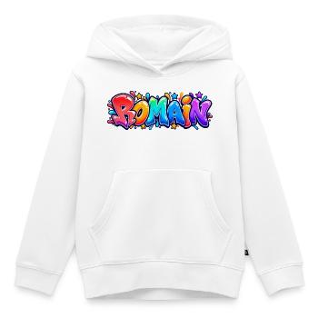 ROMAIN im Graffiti: das Geschenk, das ihn einklebt - Kinder Premium Organic Hoodie - Weiß - Vorne - AI Model Kid Female (0cm)