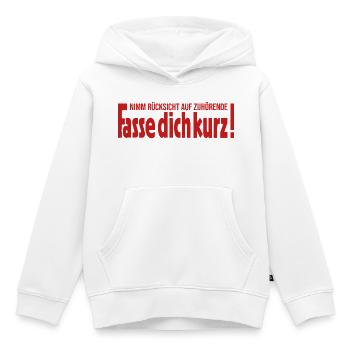 Nimm Rücksicht auf Zuhörende Fasse dich kurz - Kinder Premium Organic Hoodie - Weiß - Vorne - AI Model Kid Female (0cm)