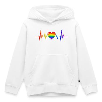 LGBTQ Herz Herzfrequenz Puls EKG Herzlinie - Kinder Premium Organic Hoodie - Weiß - Vorne - AI Model Kid Female (0cm)