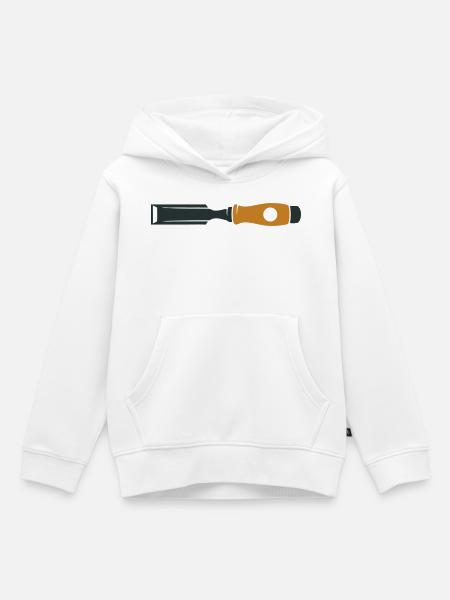 Stechbeitel Werkzeug Icon - Kinder Premium Organic Hoodie - Weiß