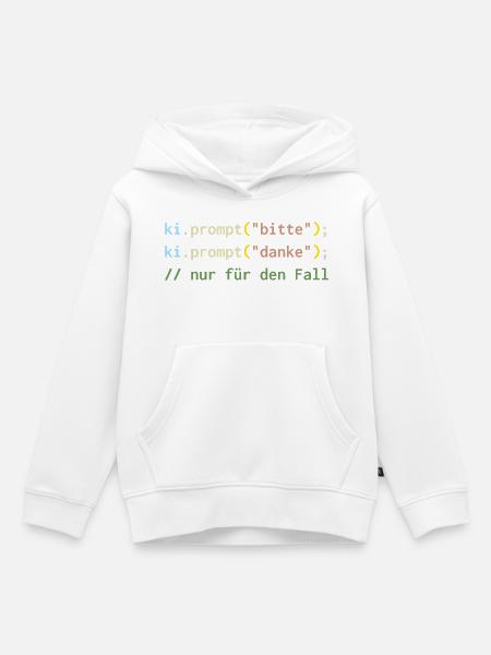 ki.prompt("bitte") – Höflich zur KI - Kinder Premium Organic Hoodie - Weiß