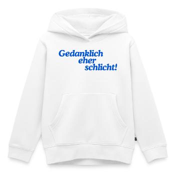 Gedanklich eher schlicht! - Kinder Premium Organic Hoodie - Weiß - Vorne - AI Model Kid Female (0cm)