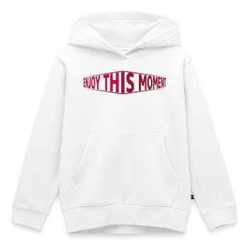 Enjoy This Moment 3D Schriftzug - Kinder Premium Organic Hoodie - Weiß - Vorne - AI Model Kid Female (0cm)