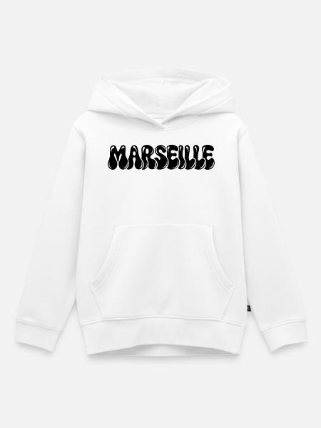Marseille Fett Blasentext Schwarz - Kinder Premium Organic Hoodie - Weiß