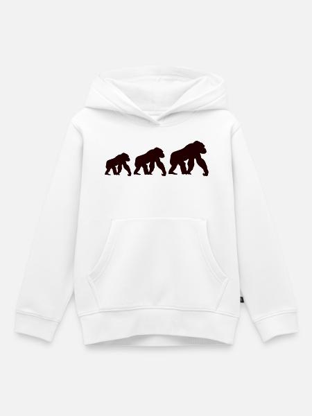 Affen Trio Silhouette - Kinder Premium Organic Hoodie - Weiß