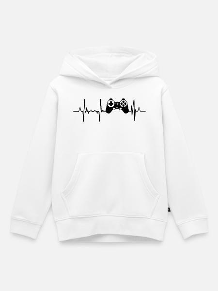 Herzschlag Gaming - Kinder Premium Organic Hoodie - Weiß