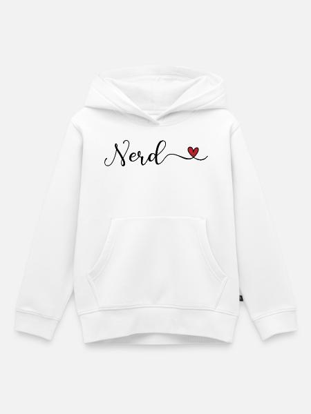Nerd Schriftzug mit Herz - Kinder Premium Organic Hoodie - Weiß