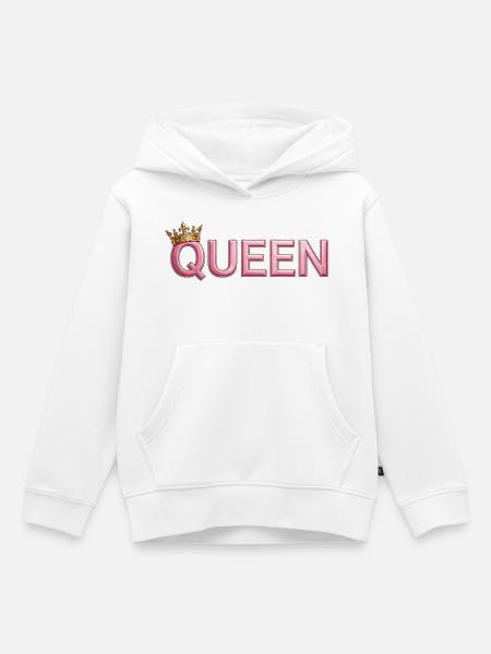Pink Crown Queen Typografie - Kinder Premium Organic Hoodie - Weiß