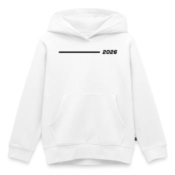 2026 Jahreszahl Linie Schwarz - Kinder Premium Organic Hoodie - Weiß - Vorne - AI Model Kid Female (0cm)