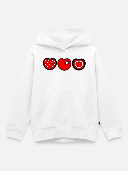 Rotes Pop-Art Kreise Muster - Kinder Premium Organic Hoodie - Weiß