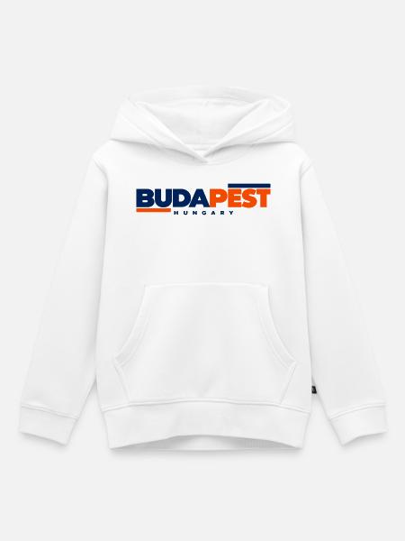Budapest – Zweifarbiges Typografie-Motiv - Kinder Premium Organic Hoodie - Weiß