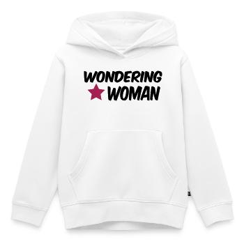 femme demande - Sweat Premium à capuche enfant bio - blanc - Devant - AI Model Kid Female (0cm)