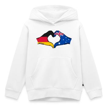 Deutschland Australien Flagge Herzform - Kinder Premium Organic Hoodie - Weiß - Vorne - AI Model Kid Female (0cm)