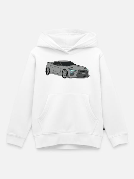 Sportwagen Silhouette Neon Highlights - Kinder Premium Organic Hoodie - Weiß