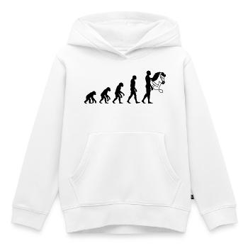 HOBBYHORING DE L’ÉVOLUTION ! L’AMOUR DU CHEVAL DE BATAILLE - Sweat Premium à capuche enfant bio - blanc - Devant - AI Model Kid Female (0cm)