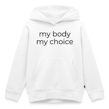 Mon corps - Mon choix - Sweat Premium à capuche enfant bio - blanc - Devant - AI Model Kid Female (0cm)