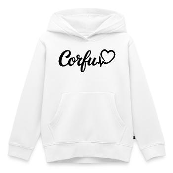 Corfou Heartbeat, Grèce, île de Corfou - Sweat Premium à capuche enfant bio - blanc - Devant - AI Model Kid Female (0cm)