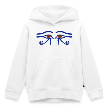 Amulette de protection. Aussi : Œil d’Horus. L'« Œil Saint » - Sweat Premium à capuche enfant bio - blanc - Devant - AI Model Kid Female (0cm)