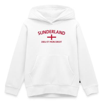 Drapeau de Sunderland Devise Écusson - Sweat Premium à capuche enfant bio - blanc - Devant - AI Model Kid Female (0cm)