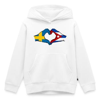 Schweden Kuba Flagge Herz Hände - Kinder Premium Organic Hoodie - Weiß - Vorne - AI Model Kid Female (0cm)