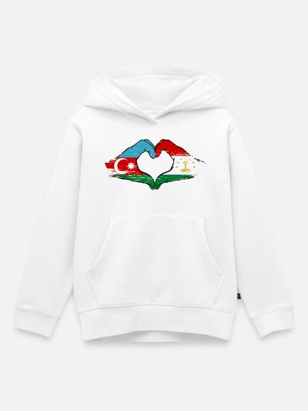 Aserbaidschan Tadschikistan Flaggenherz - Kinder Premium Organic Hoodie - Weiß