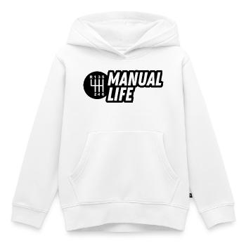 JDM sticker - manual life - Kids Premium Organic Hoodie - white - Front - AI Model Kid Female (0cm)