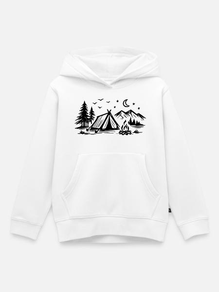 Camping Zelt - Kinder Premium Organic Hoodie - Weiß