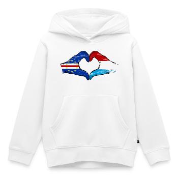 Kap Verde Luxemburg Flagge Hände Herzform used - Kinder Premium Organic Hoodie - Weiß - Vorne - AI Model Kid Female (0cm)