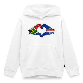 Kap Verde Südafrika Flagge Hände Herzform used - Kinder Premium Organic Hoodie - Weiß - Vorne - AI Model Kid Female (0cm)