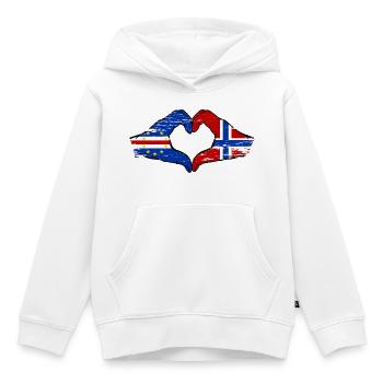 Kap Verde Norwegen Flagge Hände Herzform used - Kinder Premium Organic Hoodie - Weiß - Vorne - AI Model Kid Female (0cm)