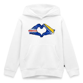 Kap Verde Bosnien Flagge Hände Herzform used - Kinder Premium Organic Hoodie - Weiß - Vorne - AI Model Kid Female (0cm)