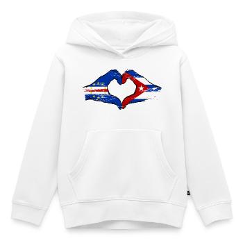 Kap Verde Kuba Flagge Hände Herzform used - Kinder Premium Organic Hoodie - Weiß - Vorne - AI Model Kid Female (0cm)